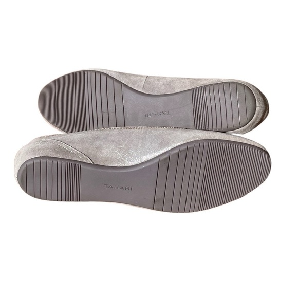 TAHARI SHOES SIZE 8M FLATS METALLIC PEWTER - Picture 5 of 9